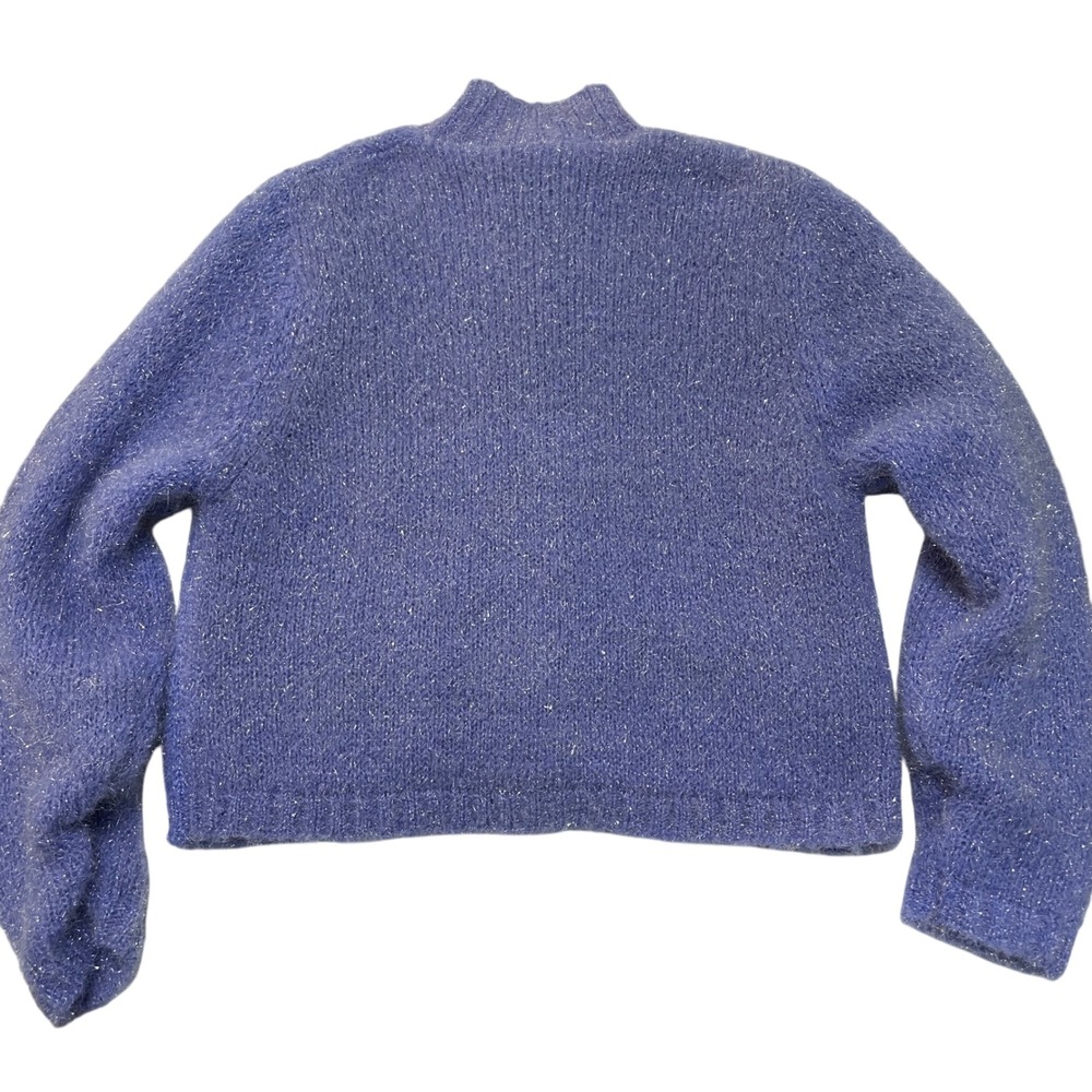 Jamie Sadock Womens Cardigan Sweater Medium Purple Fuzzy Knit Button Down Lined - Picture 2 of 11